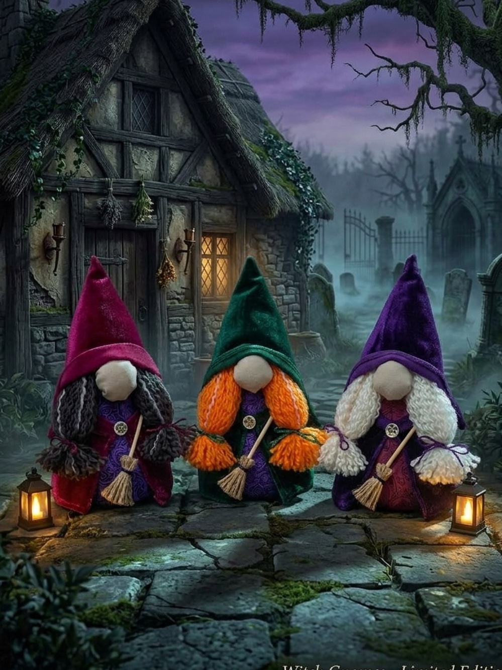 Hocus Pocus Plush Witch Gnome Trio Halloween Home Decor